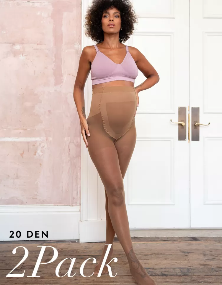 Seraphine Lingerie & Shapewear | Lingerie & Shapewear*20 Denier Mocha Maternity Tights – 2 Pack |