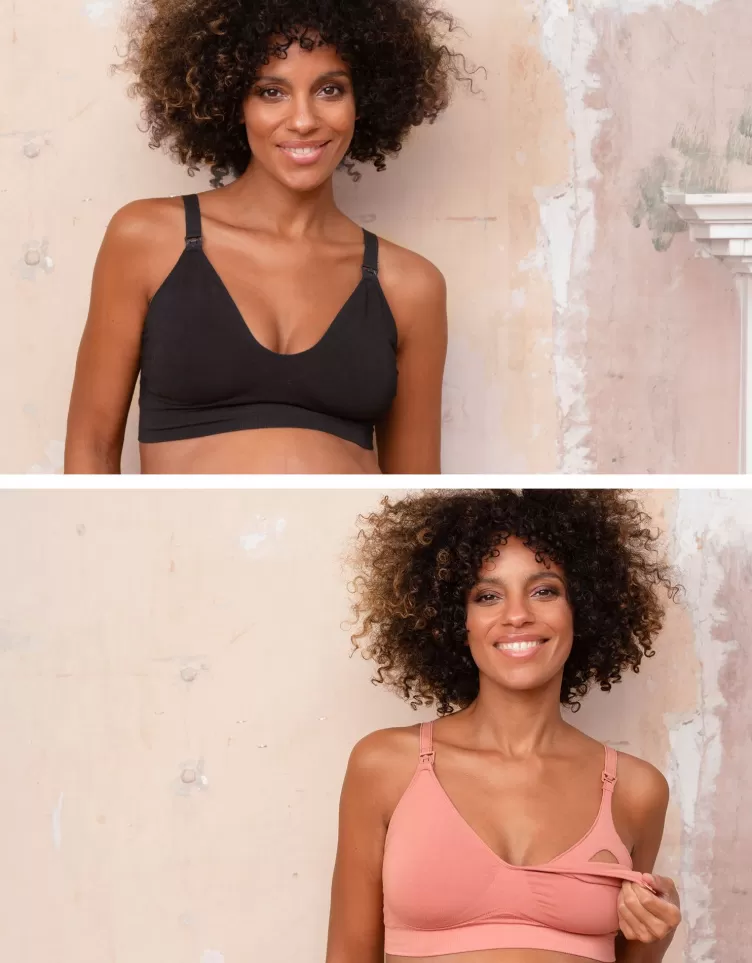 Seraphine All Nursing | Nursing Bras & Lingerie*Bamboo Nursing Bras – Terracotta & Black Twin Pack |