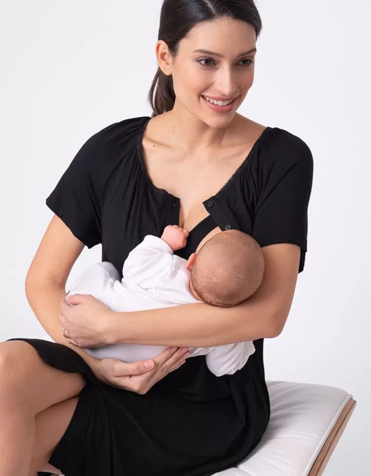 Seraphine All Nursing | Nightwear*Black Button Maternity Nighties – Twin Pack |