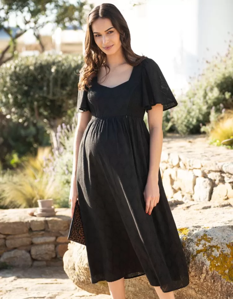 Seraphine All Nursing | Dresses*Black Cotton Broderie Maternity & Nursing Dress |