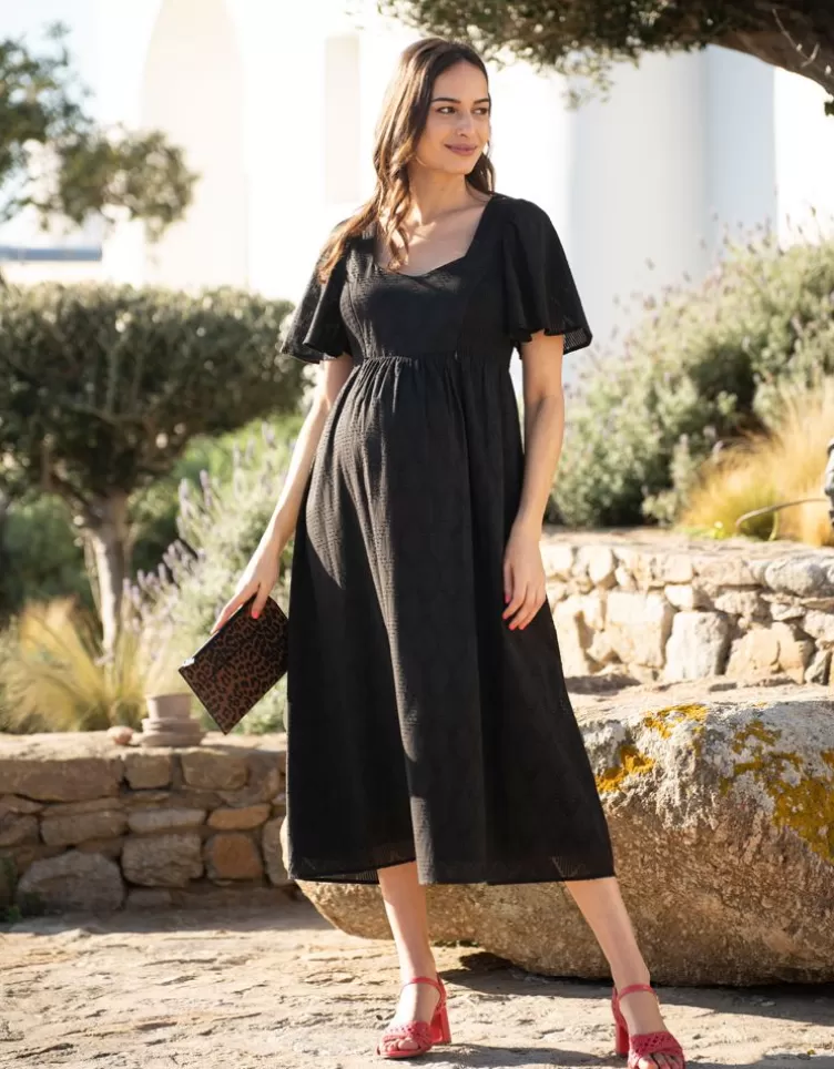 Seraphine All Nursing | Dresses*Black Cotton Broderie Maternity & Nursing Dress |