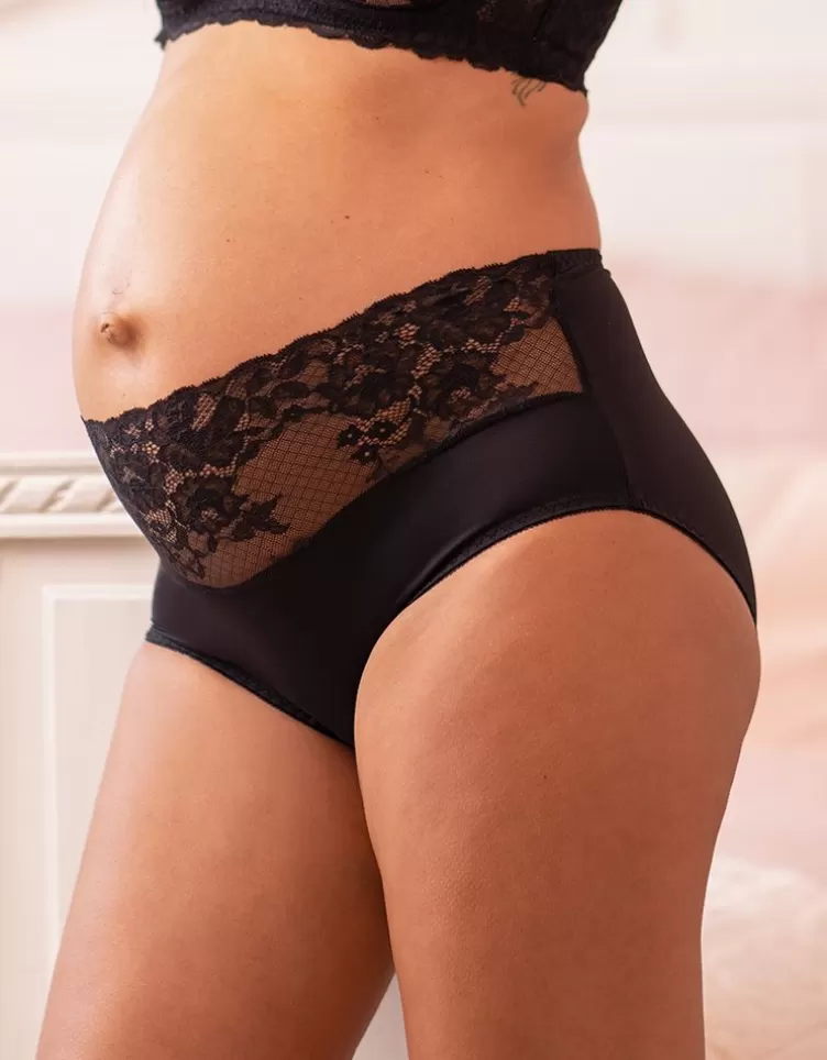 Seraphine Lingerie & Shapewear | Lingerie & Shapewear*Black Lace Mid Bump Maternity Briefs |