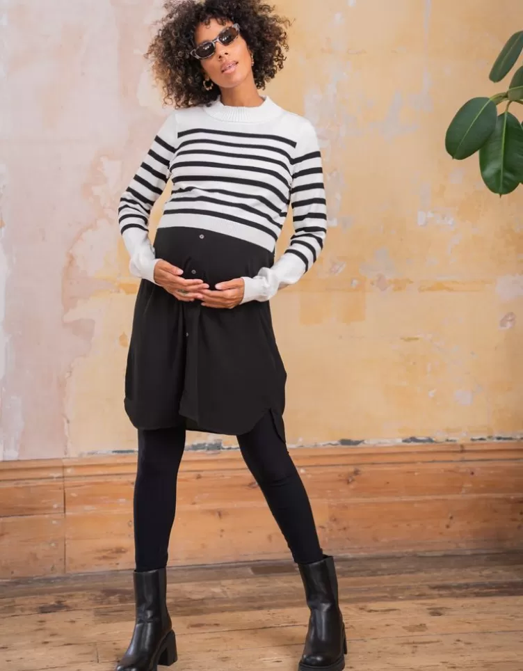 Seraphine All Nursing | Dresses*Black Maternity & Nursing Dress with Breton Jumper |