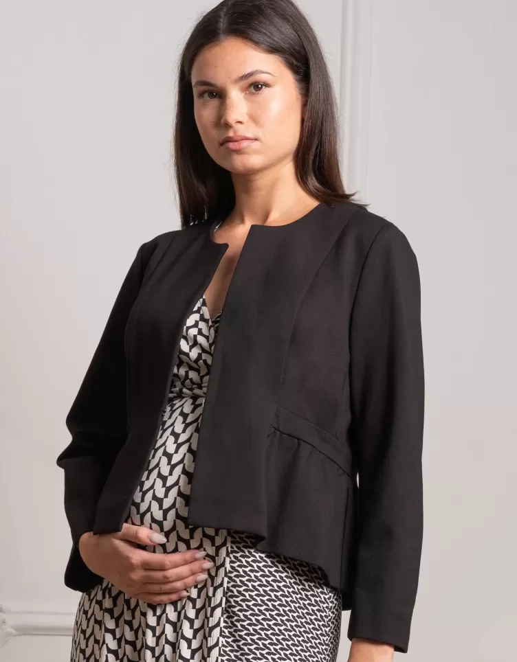 Seraphine Coats & Jackets*Black Peplum Maternity Jacket |