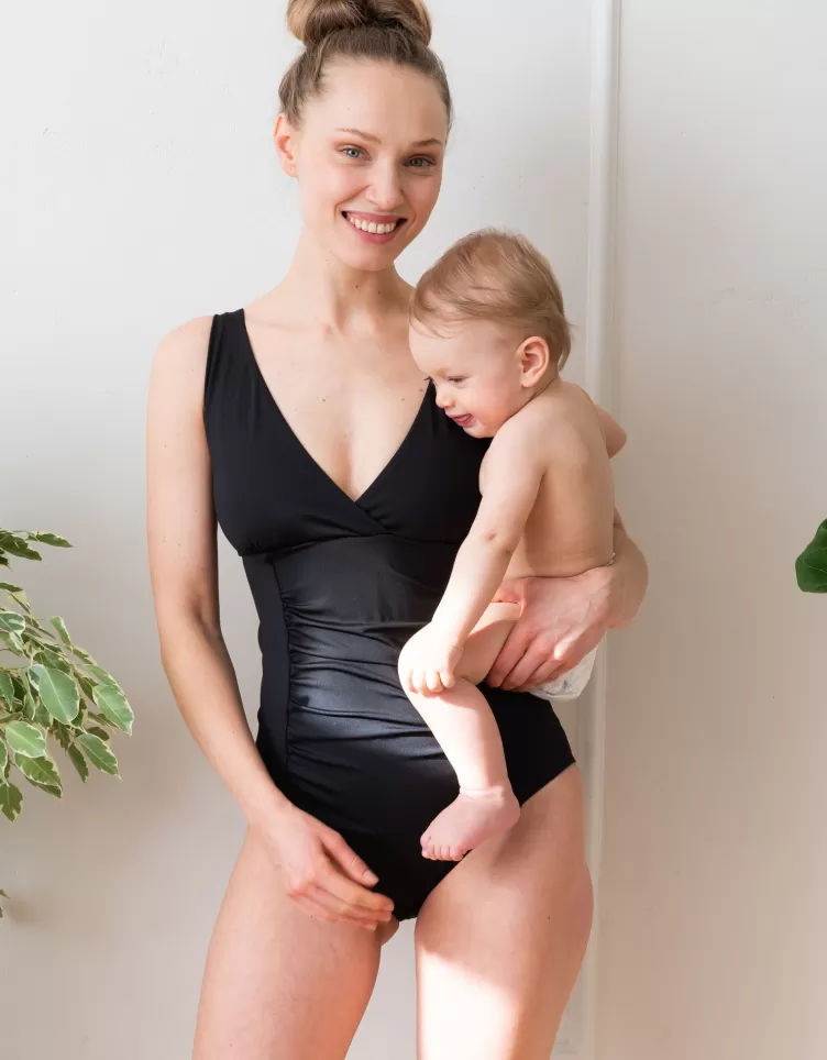 Seraphine Beach & Swimwear*Black Post Maternity Shaping Swimsuit |