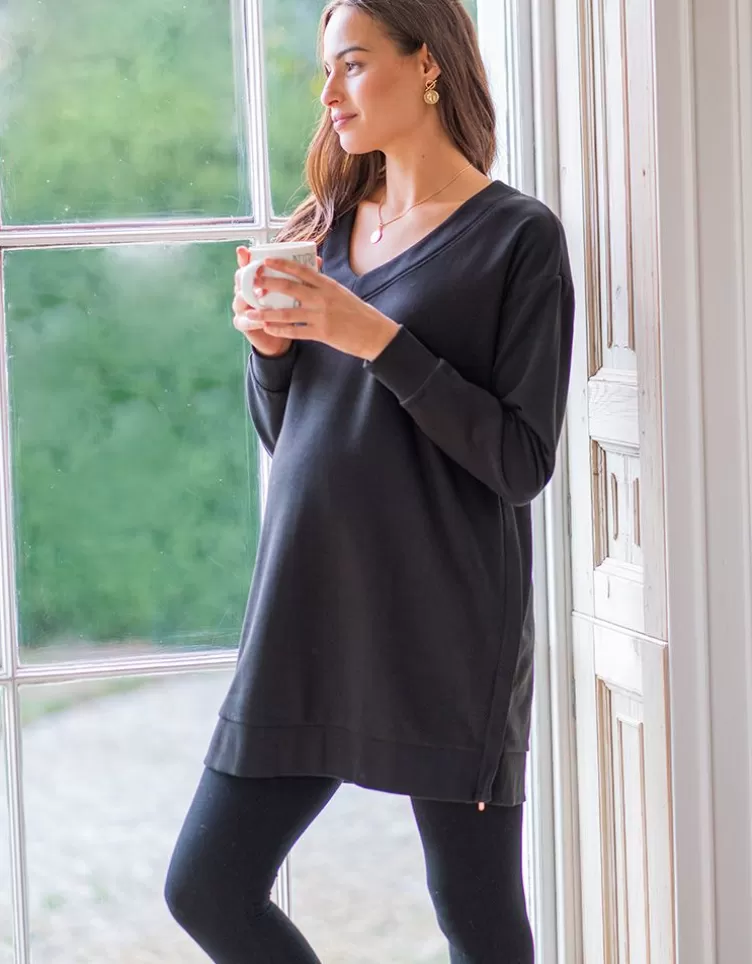 Seraphine All Nursing | Hoodies & Tops*Black  V Neck Maternity & Nursing Jumper |