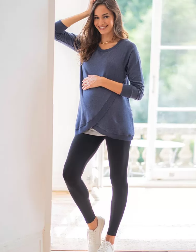 Seraphine Hoodies & Tops | Jumpers & Knitwear*Blue Maternity & Nursing Sweatshirt |