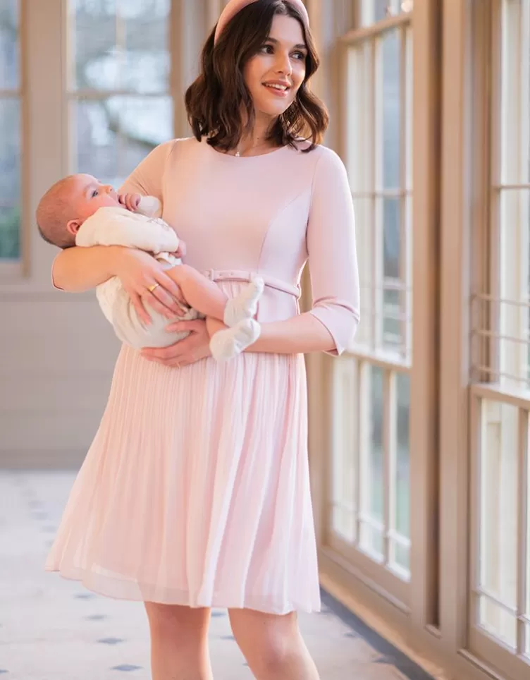 Seraphine All Nursing | Dresses*Blush Pink Pleated Maternity & Nursing Dress |