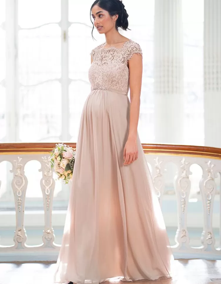 Seraphine Occasion Dresses | Dresses*Blush Silk & Eyelash Lace Maternity Gown |