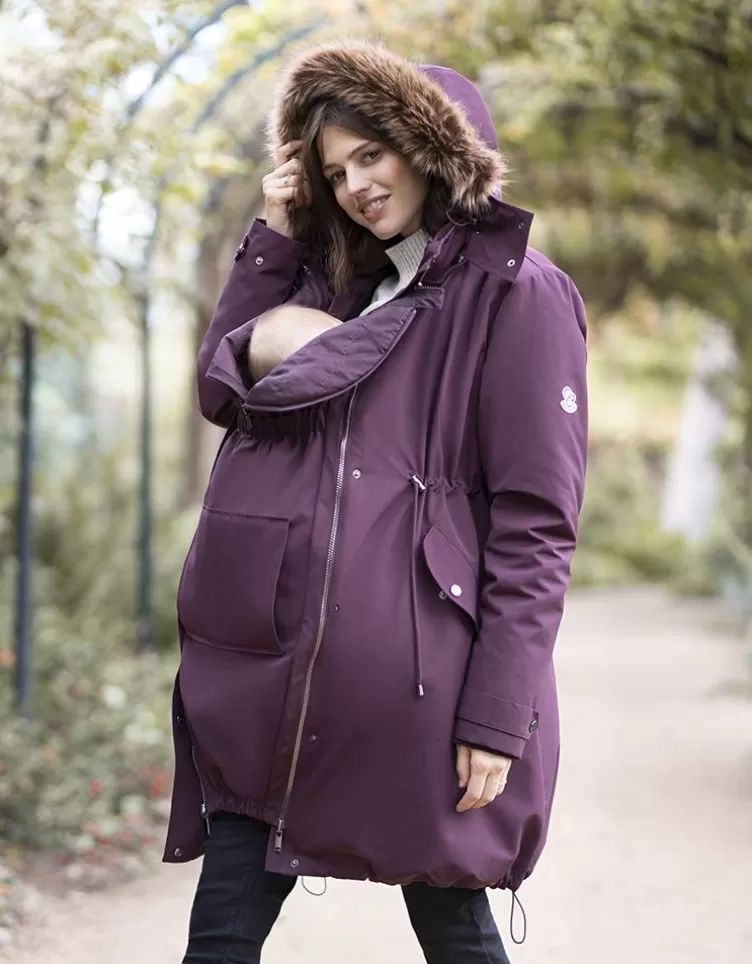 Seraphine Coats & Babywearing | Babywearing Clothing*Burgundy 6 in 1 Maternity Coat |