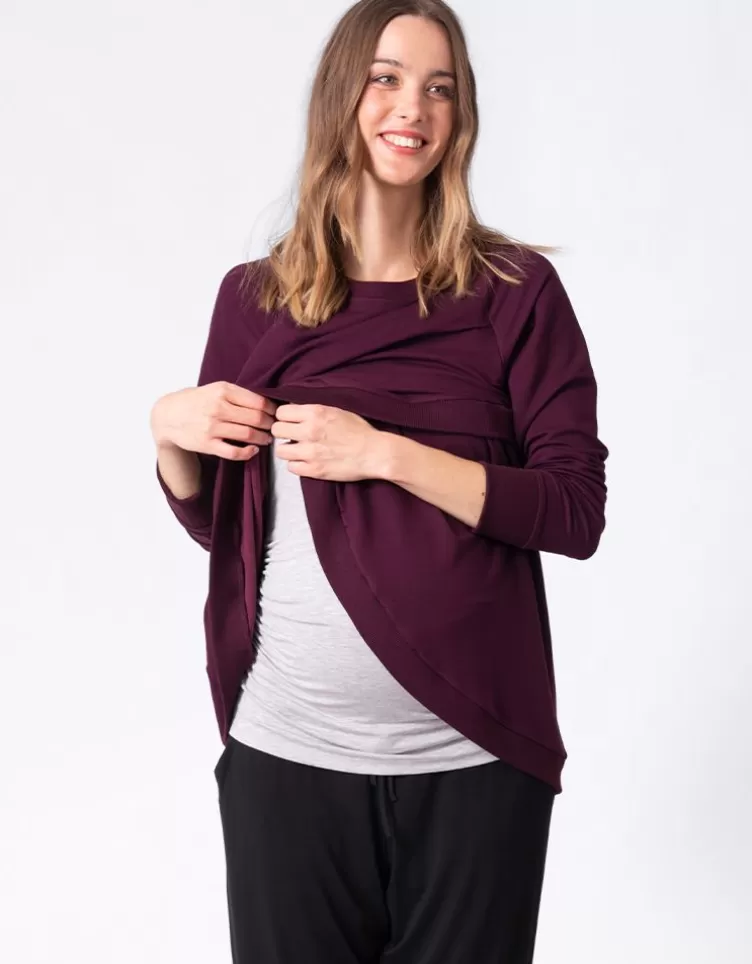 Seraphine All Nursing | Hoodies & Tops*Burgundy Maternity & Nursing Sweatshirt |