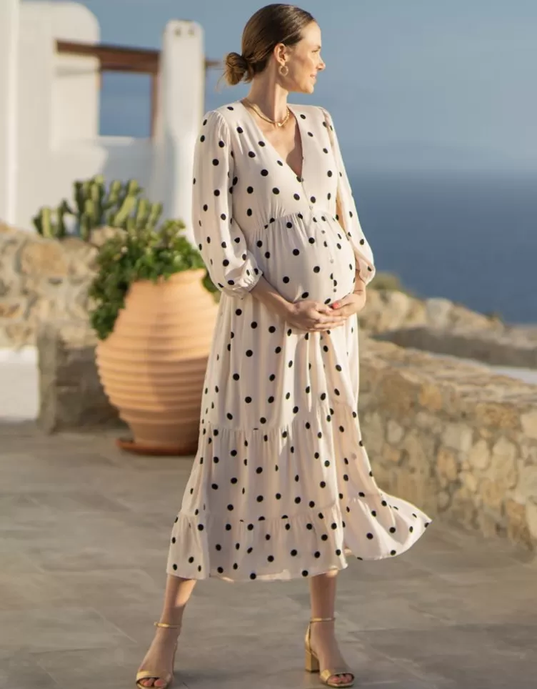 Seraphine All Nursing | Dresses*Button-Down Polka Dot Maternity Dress |