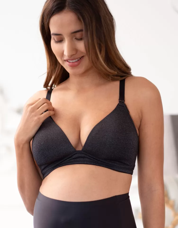 Seraphine All Nursing | Nursing Bras & Lingerie*Charcoal Marl Maternity & Nursing Non Wired Bra |