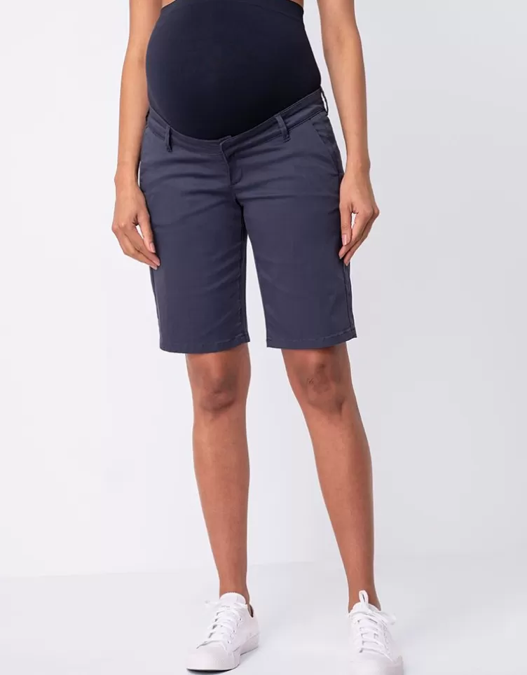 Seraphine Shorts | Trousers & Skirts*Cotton Blend Navy Blue Maternity Shorts |