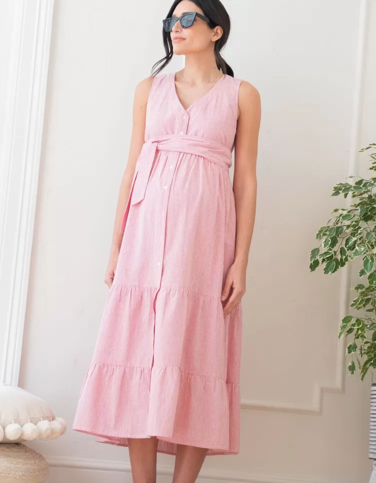 Seraphine All Nursing | Dresses*Cotton Button-Down Sleeveless Midi Dress |