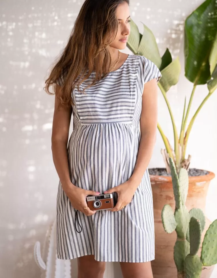 Seraphine All Nursing | Dresses*Cotton Stripe Maternity & Nursing Dress |