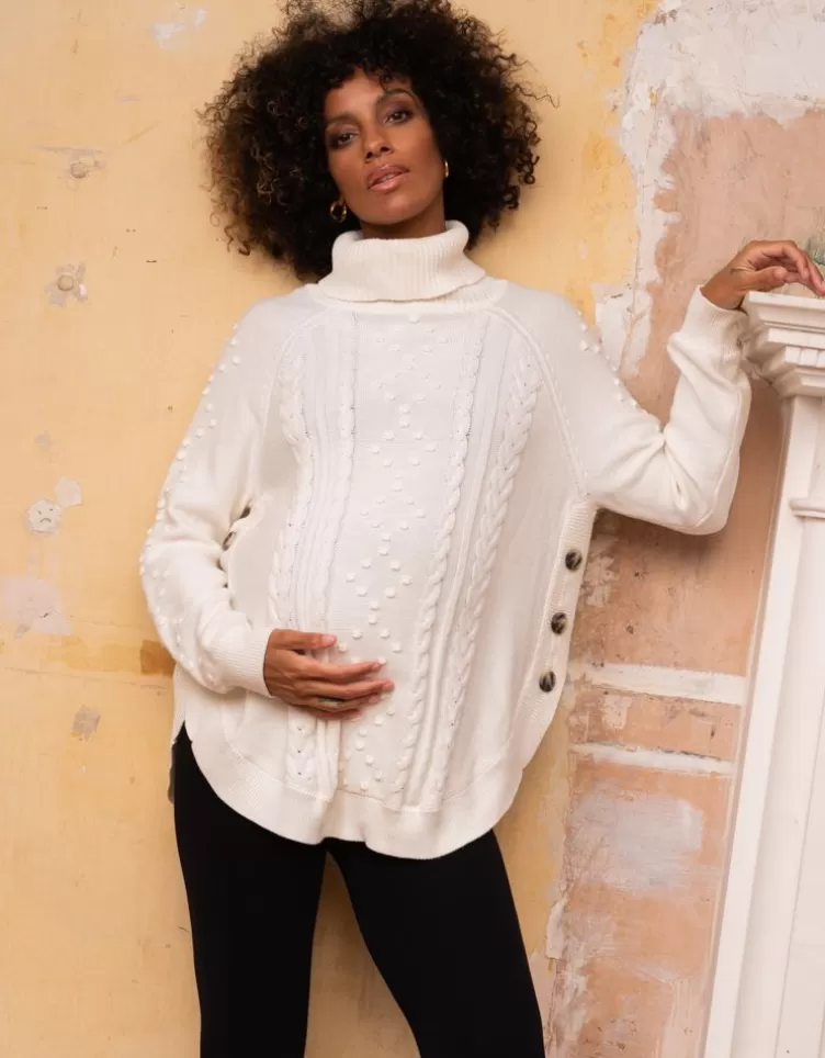 Seraphine All Nursing | Jumpers & Knitwear*Cream Cotton Cable Knit Maternity & Nursing Jumper |