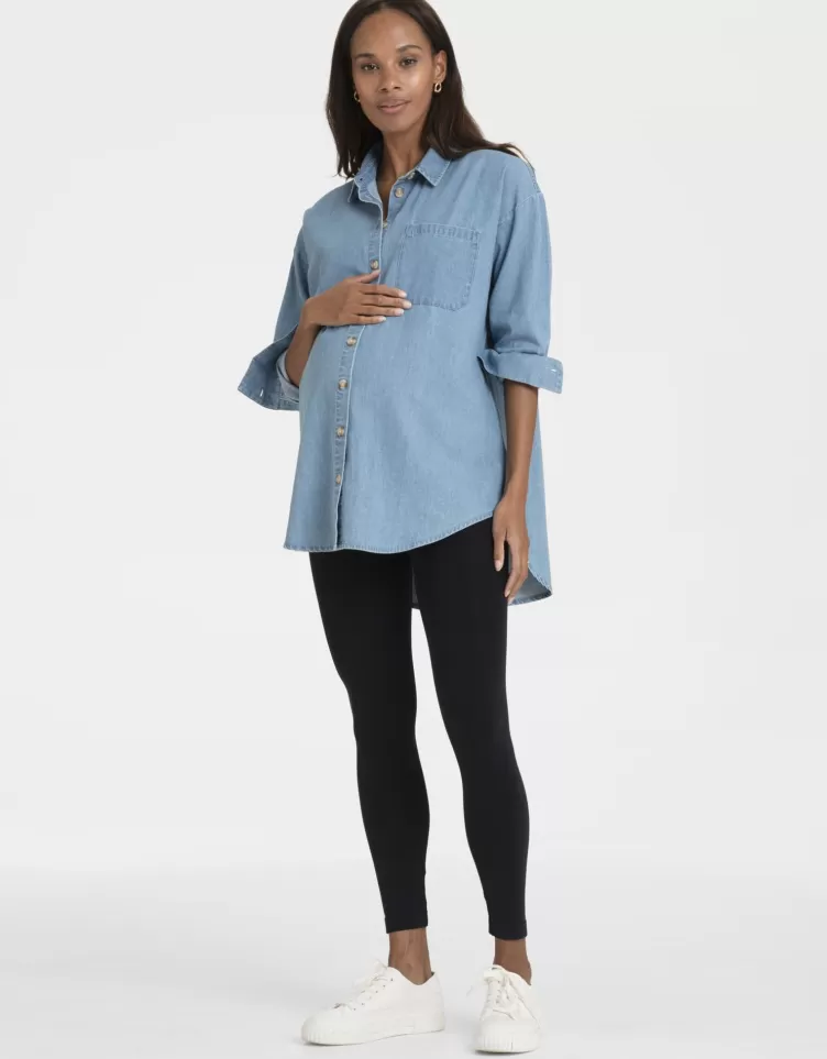 Seraphine All Nursing | Hoodies & Tops*Denim Curved Hem Maternity Shirt |