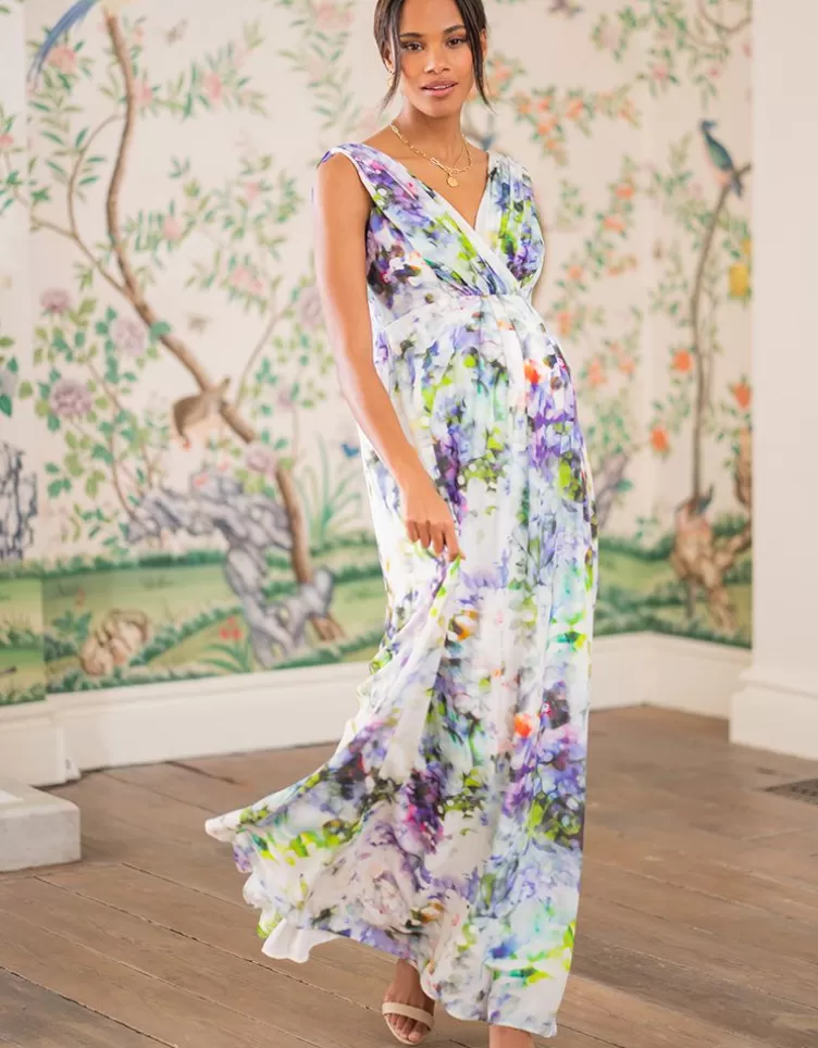 Seraphine Occasion Dresses*Floral Silk Maternity Maxi Dress |