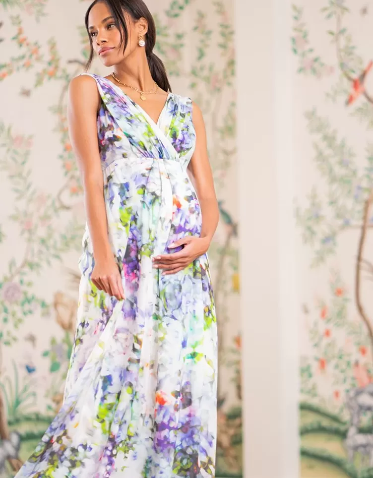 Seraphine Occasion Dresses*Floral Silk Maternity Maxi Dress |