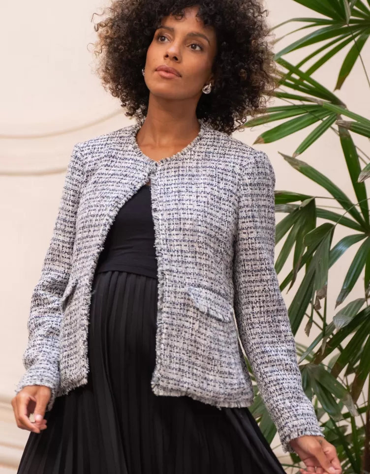 Seraphine Coats & Jackets | Occasion Dresses*Fringed Tweed Maternity Jacket |