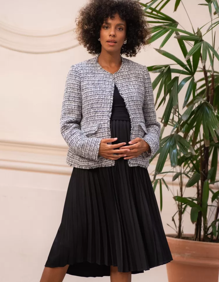 Seraphine Coats & Jackets | Occasion Dresses*Fringed Tweed Maternity Jacket |