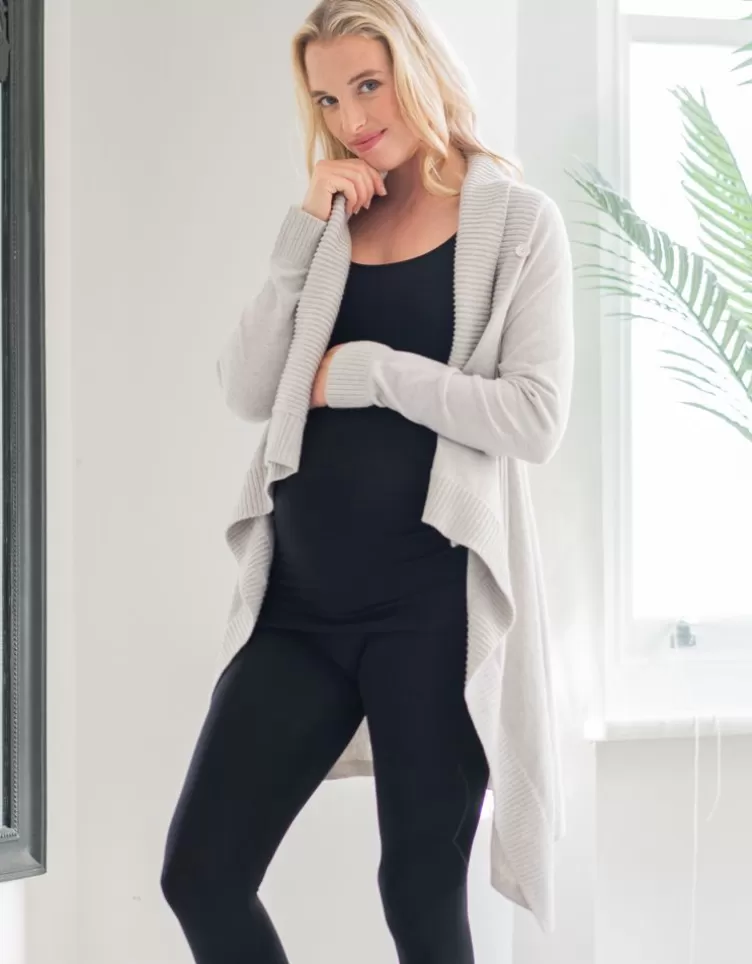 Seraphine All Nursing | Hoodies & Tops*Grey Cotton & Cashmere Waterfall Maternity Cardigan |