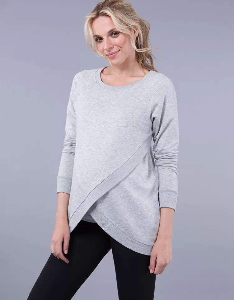 Seraphine All Nursing | Hoodies & Tops*Grey Cotton Blend Maternity & Nursing Sweatshirt |