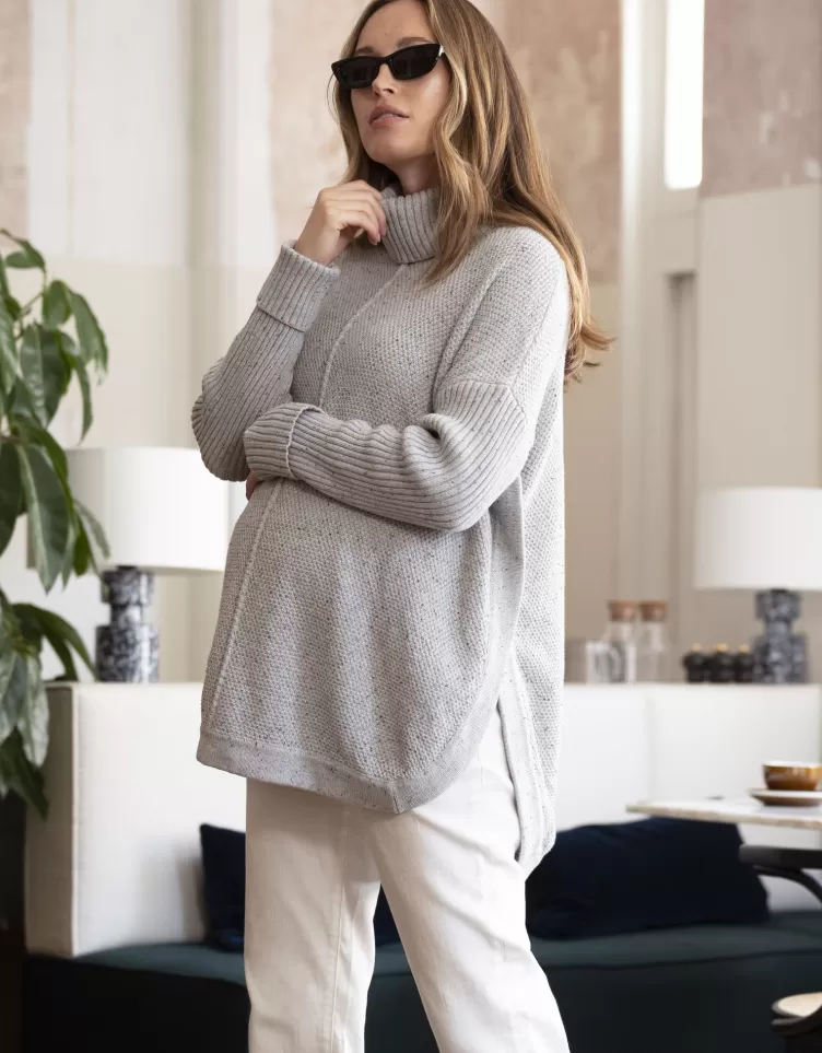 Seraphine Jumpers & Knitwear*Grey Cotton Cape-Style Maternity Jumper |