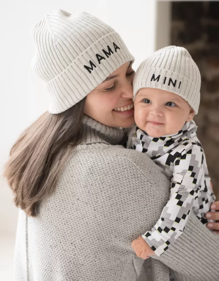 Seraphine Gifts For Baby | Baby Clothes*Grey Cotton Mama & Mini Knitted Beanies