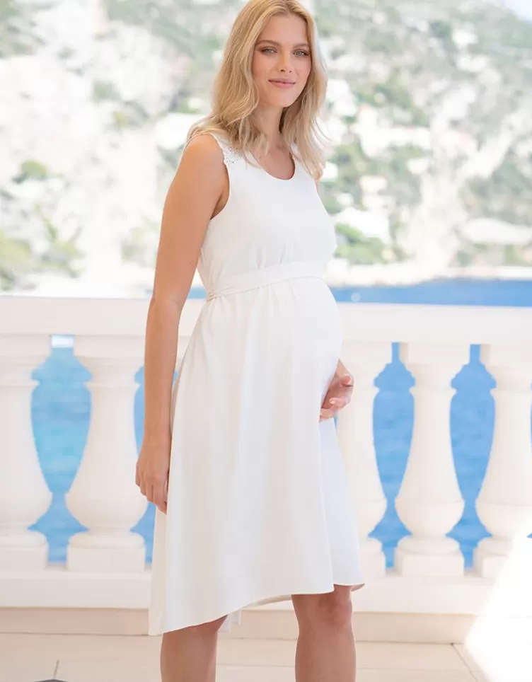 Seraphine Occasion Dresses*Ivory High Low Midi Maternity Dress |