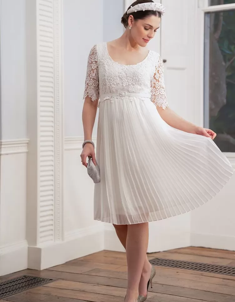 Seraphine All Nursing | Dresses*Ivory Lace Top Pleated Maternity Dress |