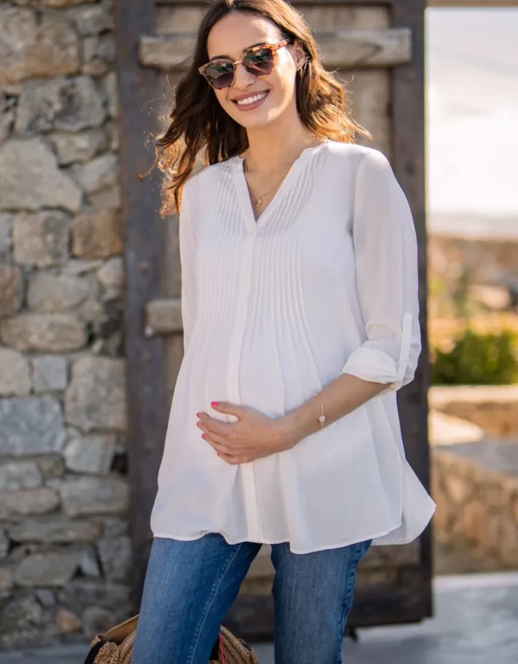 Seraphine Tops*Ivory Maternity Blouse |