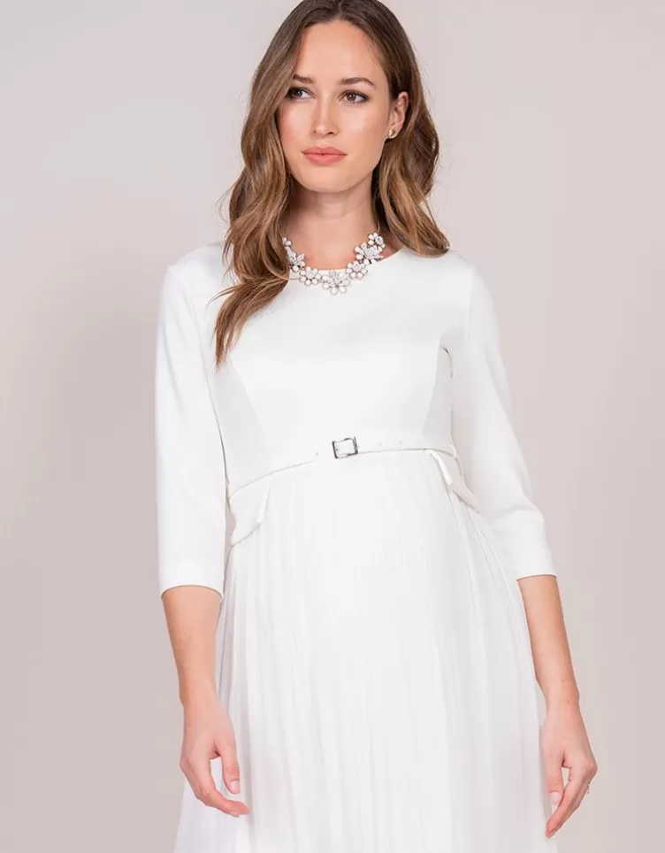 Seraphine Occasion Dresses | Dresses*Ivory Pleated Maternity Midi Dress |