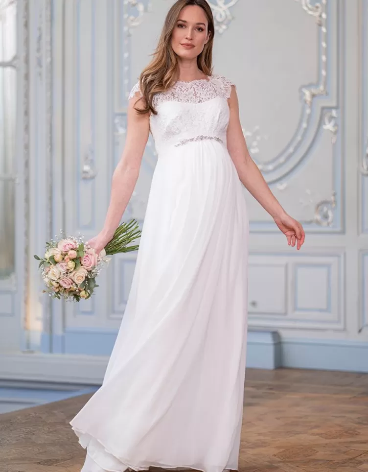 Seraphine Occasion Dresses | Dresses*Ivory Silk & Eyelash Lace Maternity Wedding Dress |