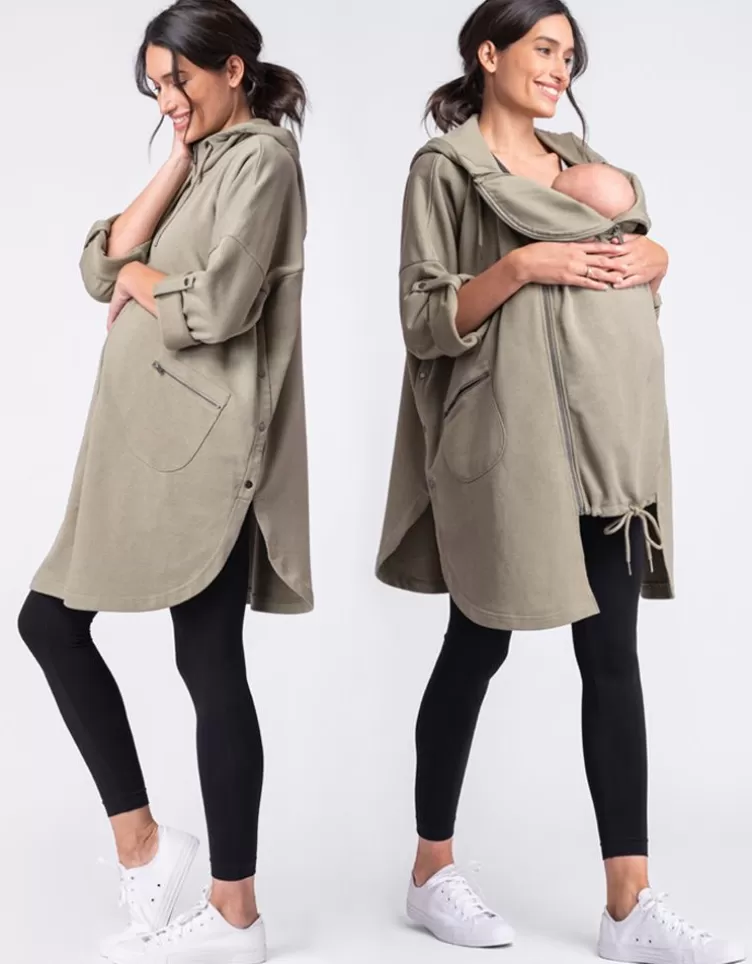 Seraphine Coats & Babywearing | Babywearing Clothing*Khaki 3 in 1 Maternity & Babywearing Hooded Cape |