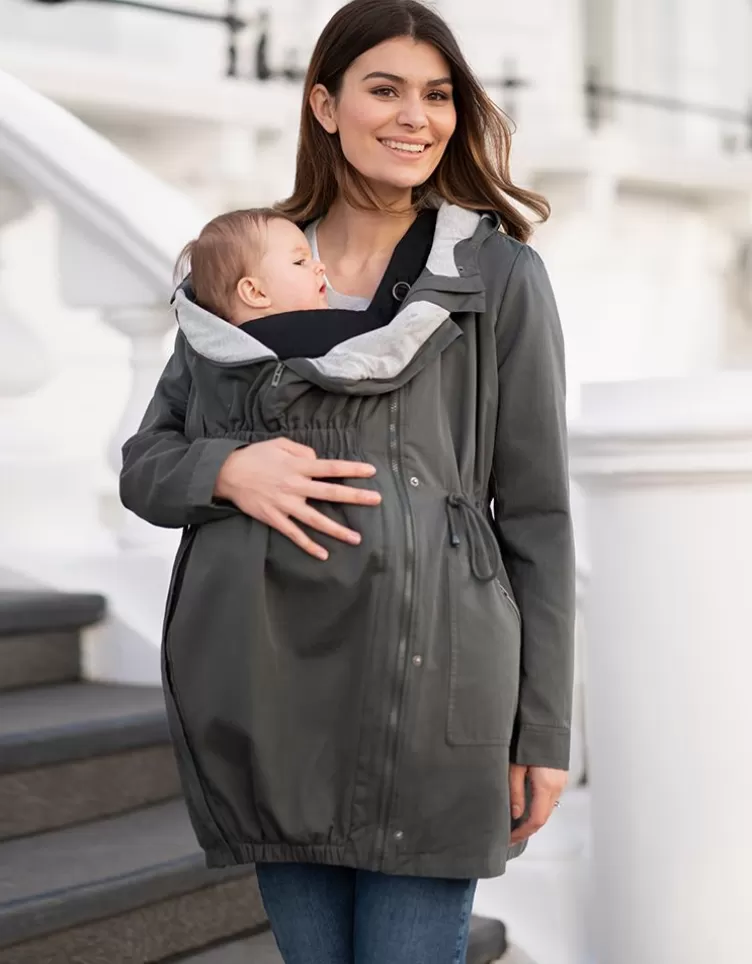 Seraphine Coats & Babywearing | Babywearing Clothing*Khaki Utility Style 4-in-1 Maternity & Babywearing Jacket |