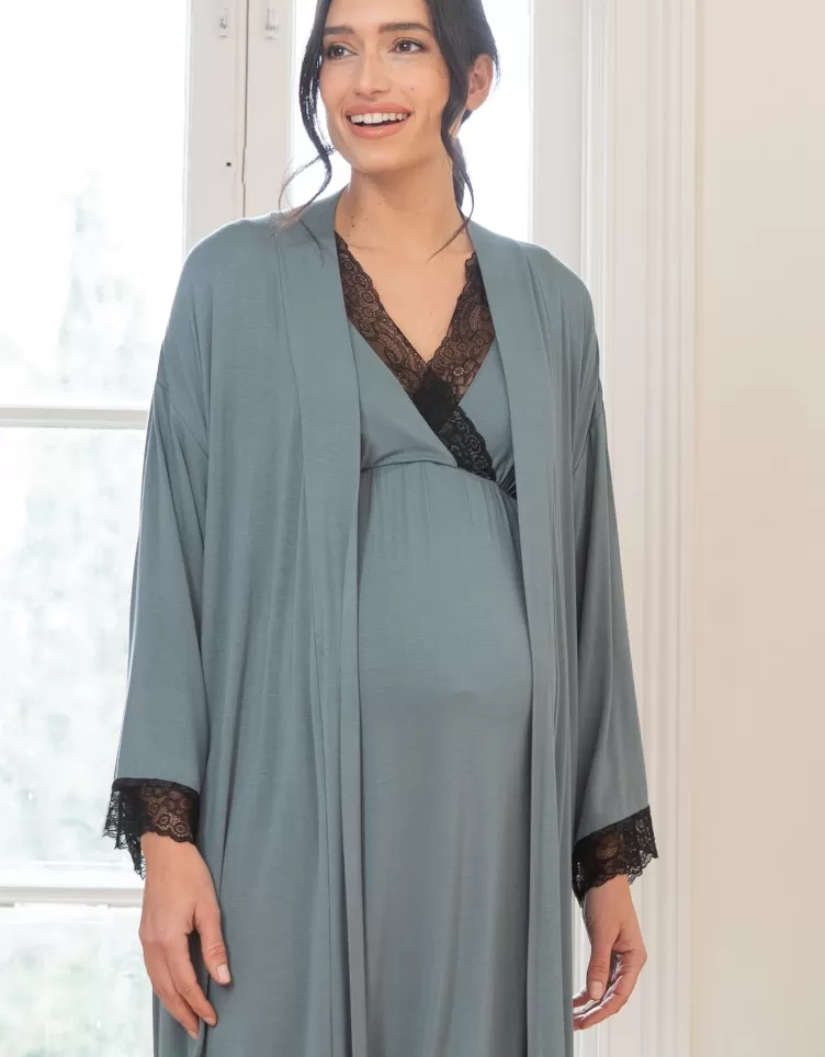 Seraphine Nightwear | Nightwear & Loungewear*Lace Trim Kimono-Style Dressing Gown |