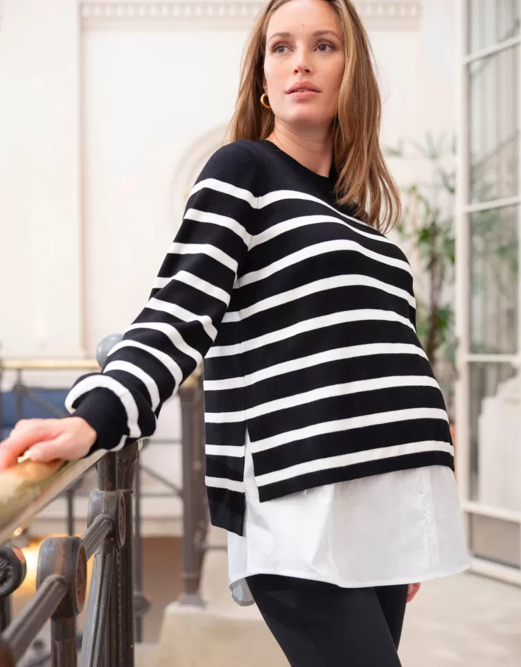 Seraphine All Nursing | Hoodies & Tops*Layered Striped Maternity & Nursing Jumper |