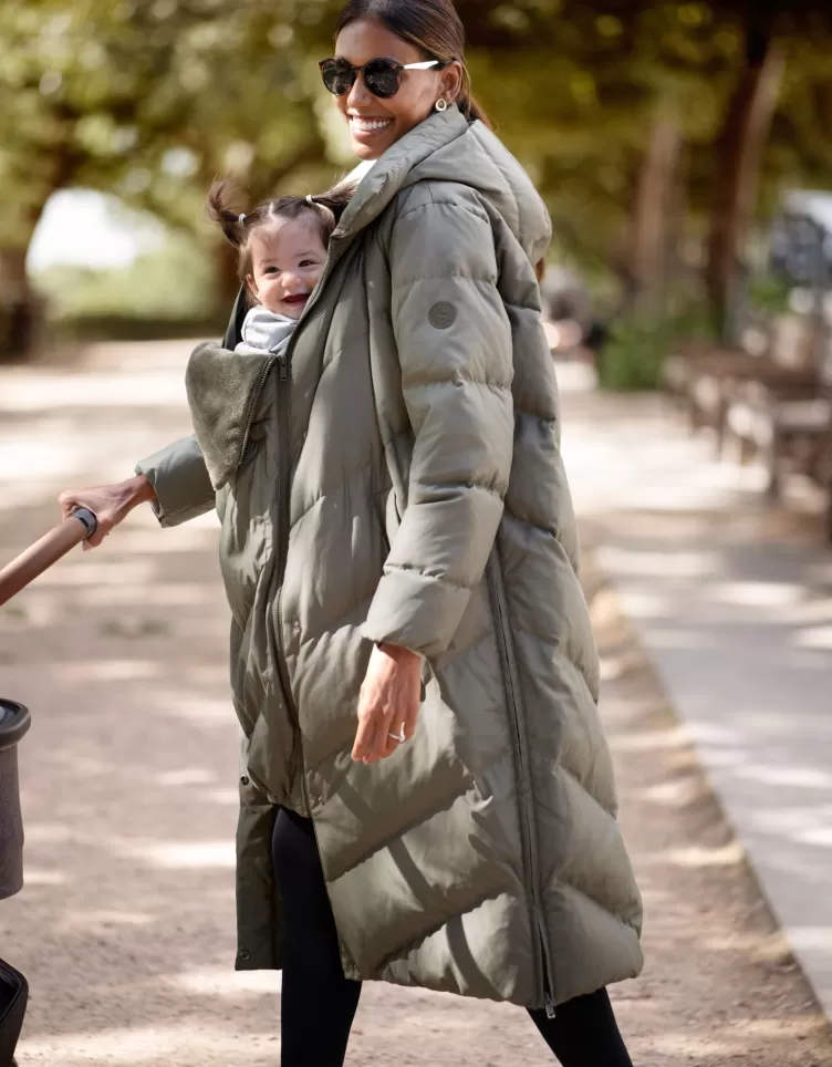 Seraphine CARIPOD™ | Coats & Babywearing*Long Khaki Maternity & Babywearing Puffer Coat |