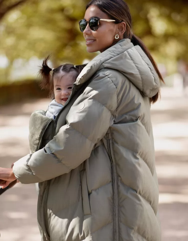 Seraphine CARIPOD™ | Coats & Babywearing*Long Khaki Maternity & Babywearing Puffer Coat |