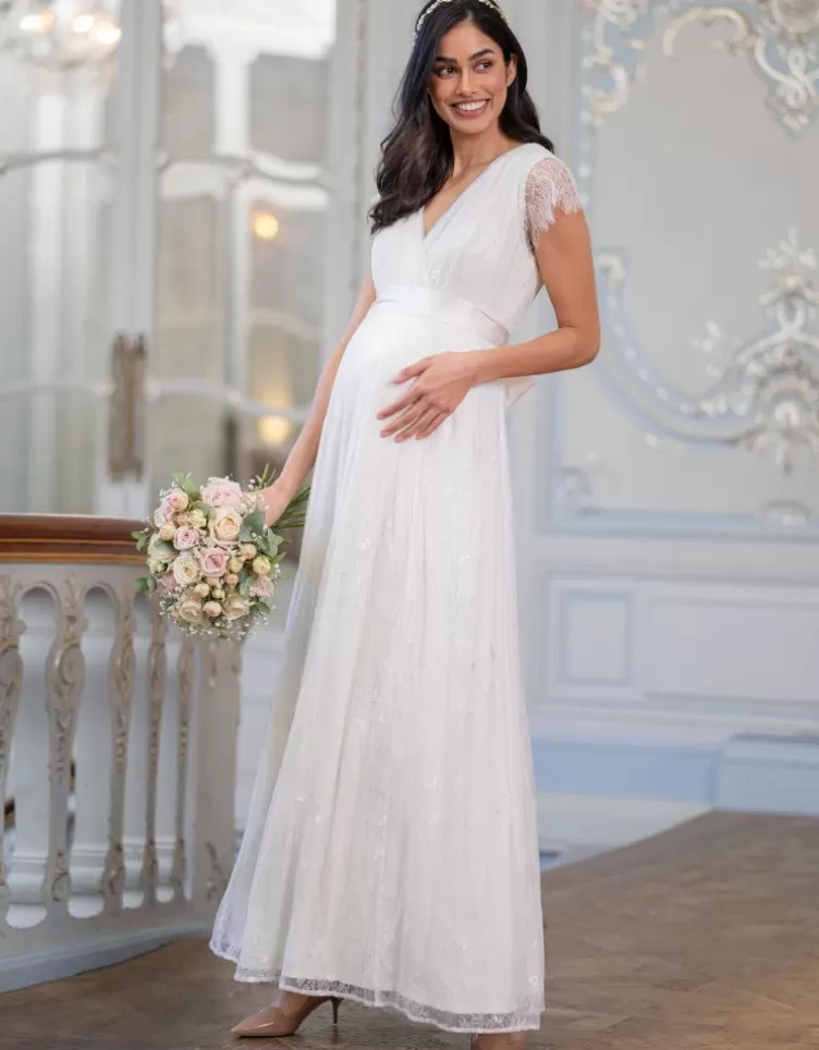 Seraphine Occasion Dresses | Dresses*Long Lace V Neck Maternity Bridal Gown |