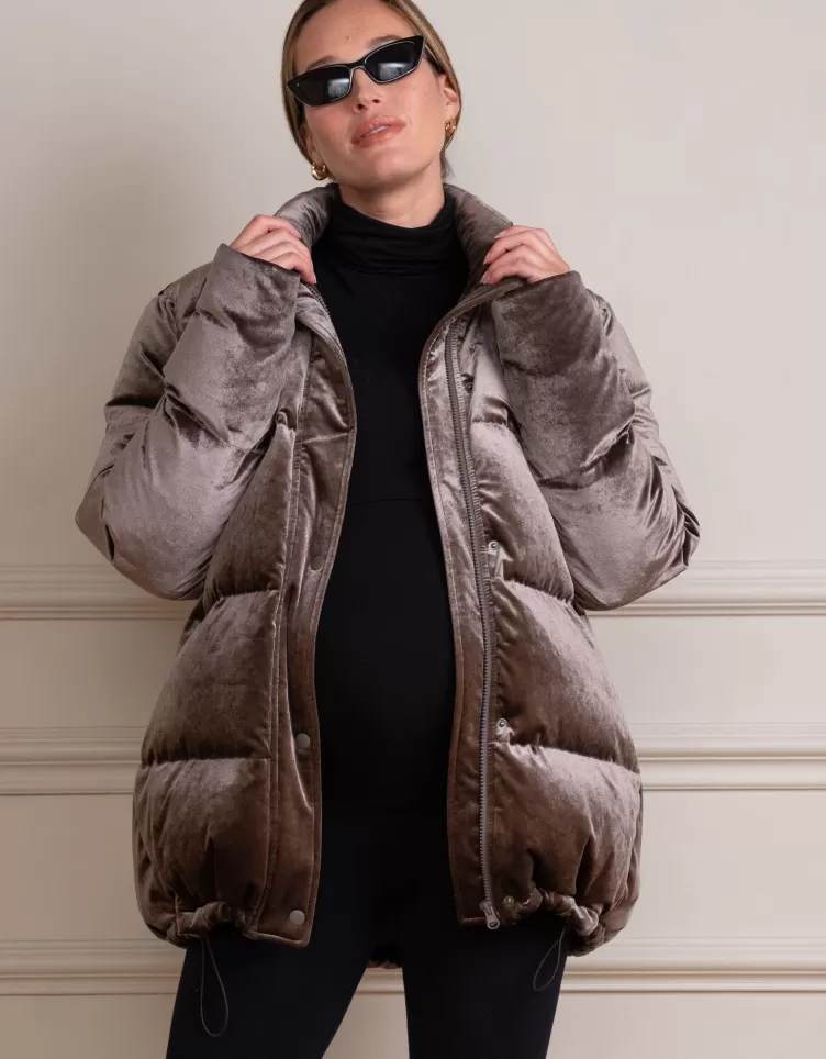 Seraphine Coats & Jackets*Maternity & Babywearing Velvet Puffer Coat |