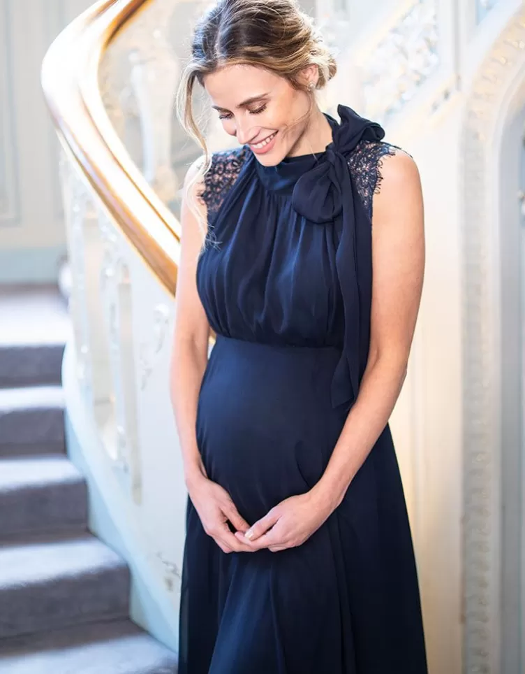 Seraphine Occasion Dresses*Maternity & Nursing Gown with Neckline Tie |