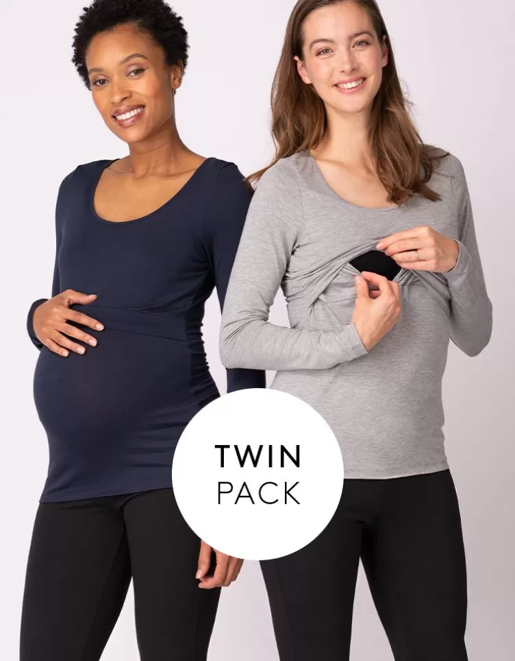 Seraphine All Nursing | Hoodies & Tops*Maternity & Nursing Tops – Navy & Grey Twin Pack |