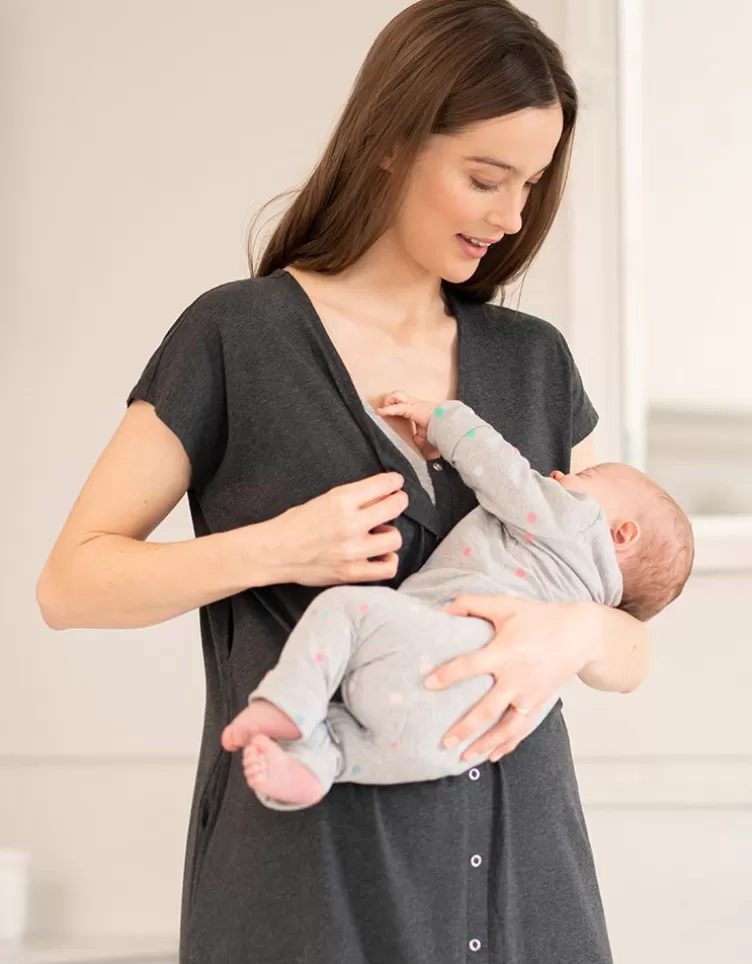 Seraphine All Nursing | Nightwear*Maternity Hospital Bag Midi Birthing Gown in Organic Cotton | UK