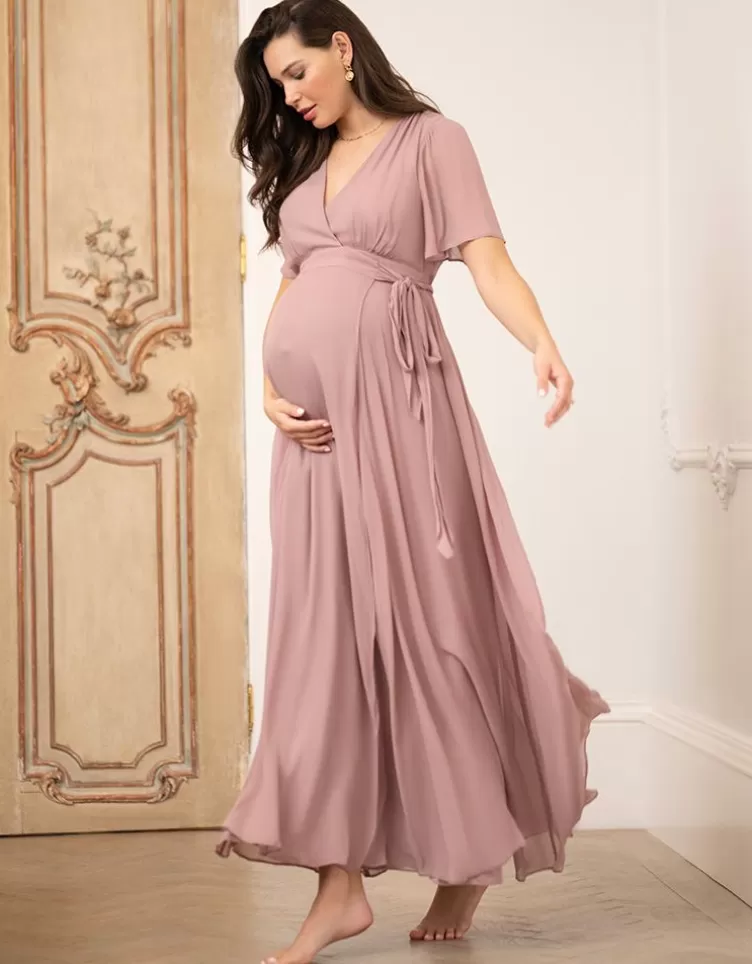 Seraphine All Nursing | Dresses*Mauve Maxi Maternity & Nursing Wrap Dress |