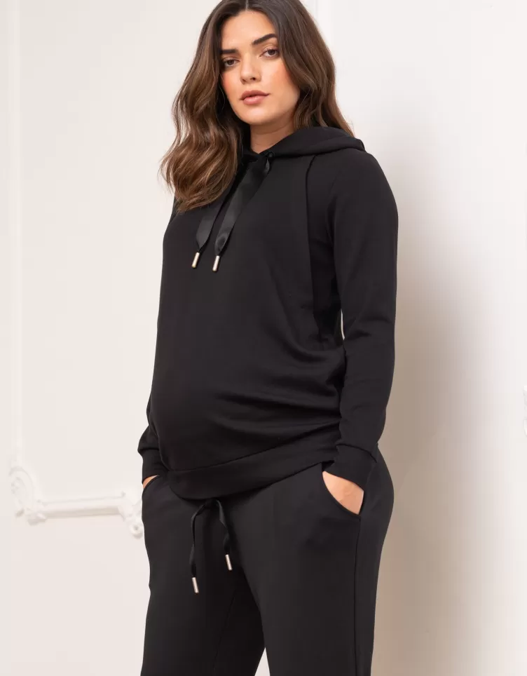 Seraphine CARIPOD™ | Jumpers & Knitwear*Modal Blend Black Maternity & Nursing Hoodie |