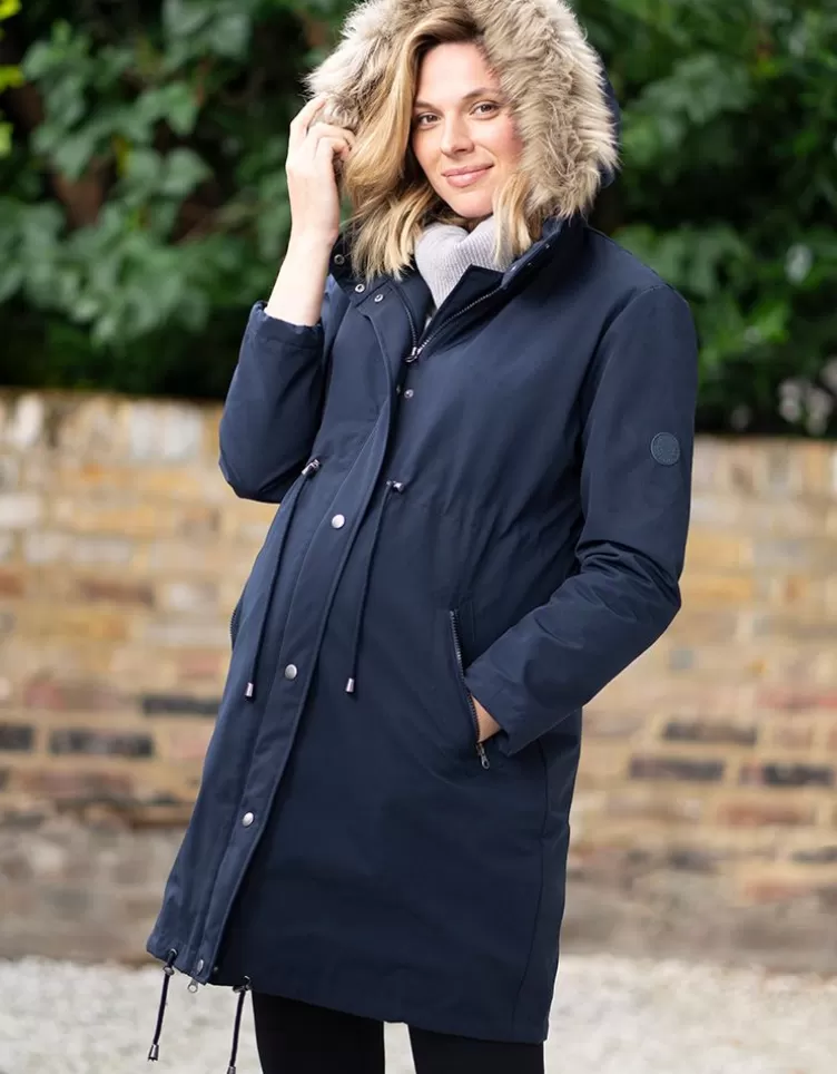 Seraphine Coats & Babywearing | Babywearing Clothing*Navy Blue 3 in 1 Winter Maternity Parka |