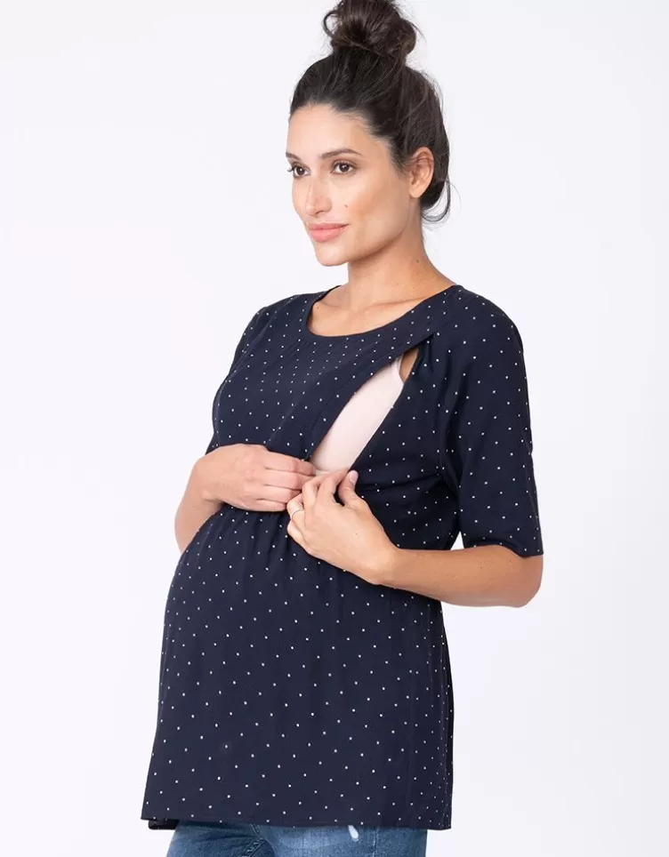 Seraphine All Nursing | Hoodies & Tops*Navy Blue Dot Maternity & Nursing Top |